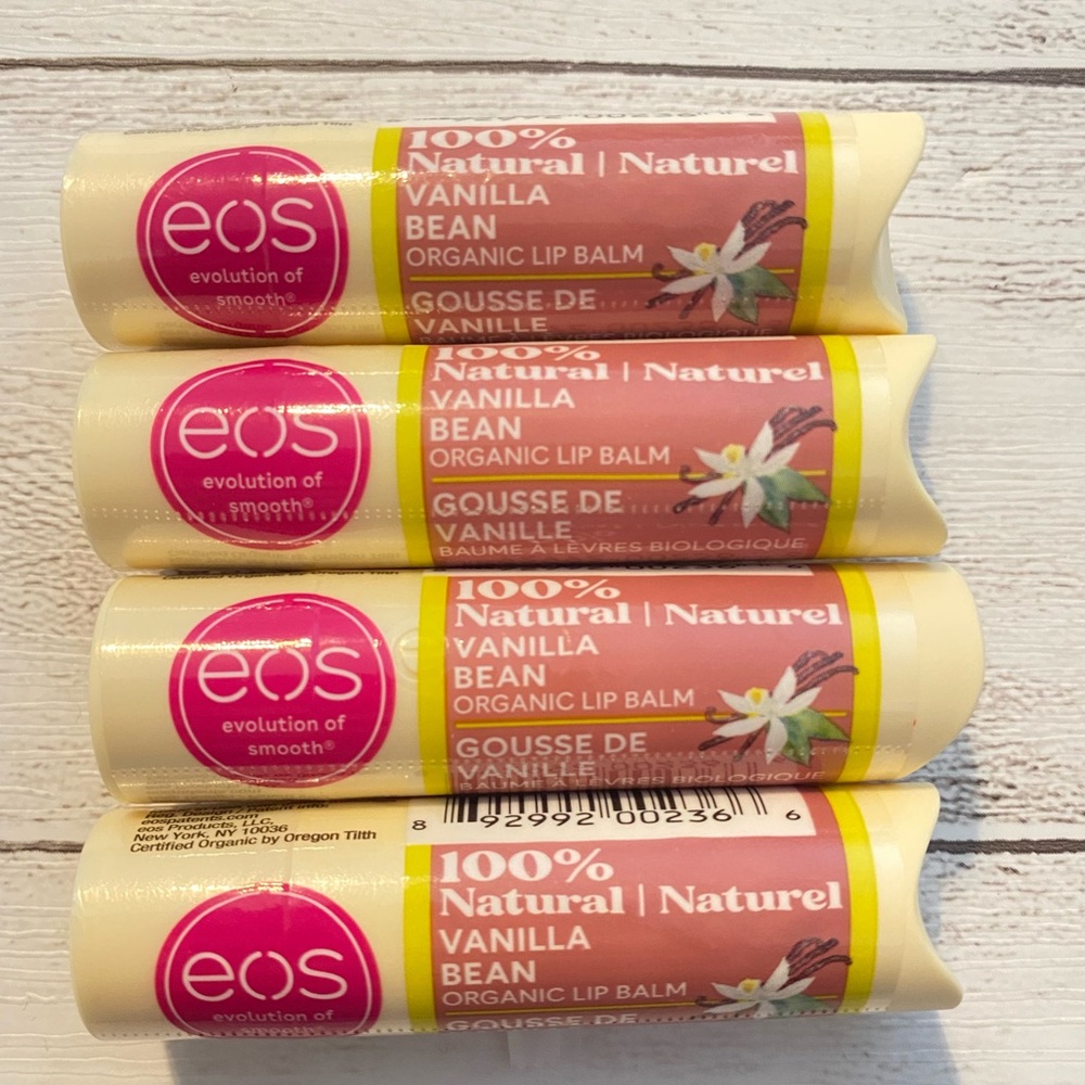 4 X EOS 100% Natural Vanilla Bean Organic Lip Balm 0.14oz